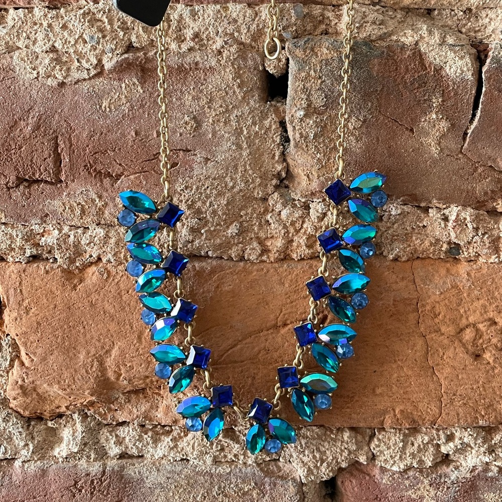 NWT J Crew blue costume necklace
